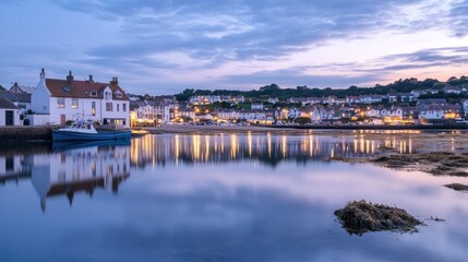 Fototapeta premium Serene Twilight at the Coastal Village of Portpatrick, Scotland