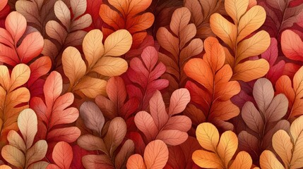 Fototapeta premium Autumnal foliage: Intricate red and orange leaf pattern