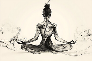 Tranquil Yoga Pose with Steam, Yoga Pose Surrounded by Steam