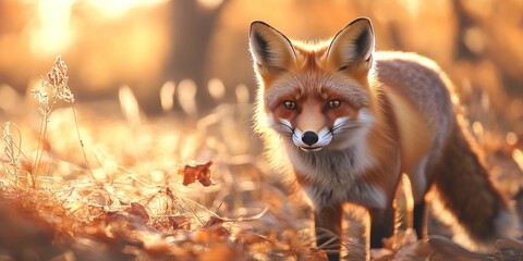 Red fox showcasing its prey in bright sunlight, highlighting the beauty and grace of the red fox in nature s lighting, emphasizing the red fox s role as a skilled hunter.