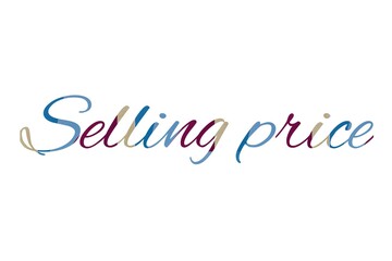 the word selling price on colorful cartoon paper