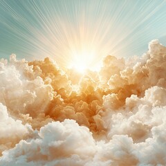 Spectacular sunburst sky over cloudscape nature high-resolution textures aerial view serenity