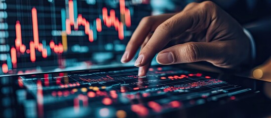 Naklejka premium Financial Market Analysis: A Close-Up View of Data-Driven Decision Making