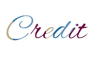 the word credit on colorful cartoon paper