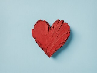 Red heart shape on a light blue background