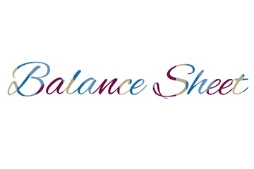 the word balance sheet on colorful cartoon paper