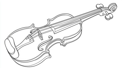 Obraz premium Line Art Illustration of a Violin, String Instrument, Music, Classical Music, Orchestra, Isolated