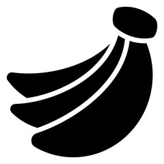 Banana Icon, Black And White Glyph Icon Symbol