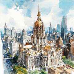 Scenic Watercolor Views of Iconic Landmarks