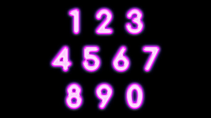 Numbers number icon neon glowing cut-out isolated on a black background