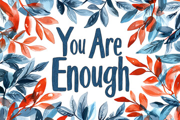 Elegant Script: You Are Enough, Inspirational Message in Flowing Script