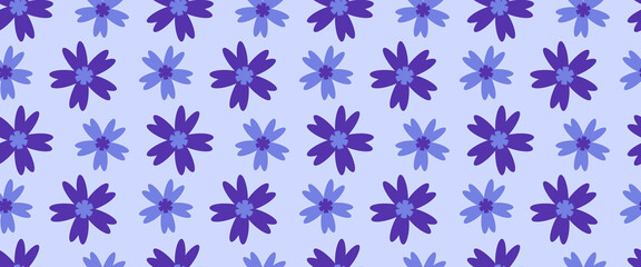 Blue flower pattern. Knapweed repeating background. 