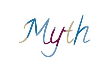 the word myth on colorful cartoon paper