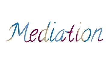 the word mediation on colorful cartoon paper