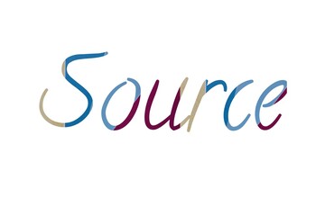 the word source on colorful cartoon paper