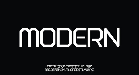 Modern abstract digital alphabet font. Minimal technology typography, Creative urban sport fashion futuristic font and with numbers. vector illustration
