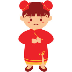 Illustration of a Girl in Traditional Chinese Dress, Design Inspiration, Illustration, Character