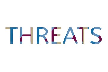 the word threats on colorful cardboard
