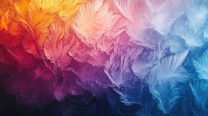 Fototapeta premium Abstract colorful textured background with vibrant hues and feather-like patterns.