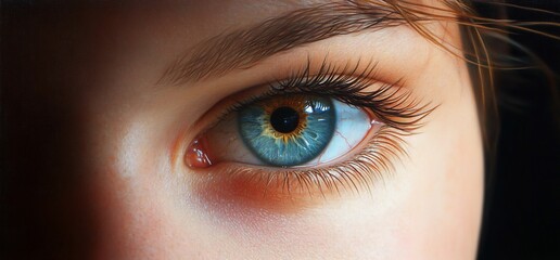 Fototapeta premium Close-up of a vibrant, detailed human eye.