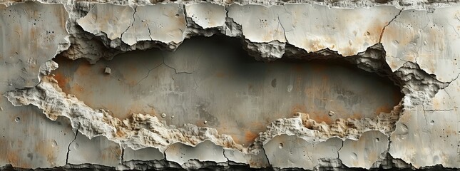 8 Explore the visual intrigue of a hole in a plaster wall with its irregular shape and rough edges creating a dynamic focal point within the architectural space