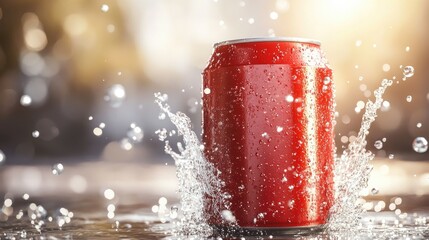 Refreshing Splash: A Red Soda Can Makes a Splash