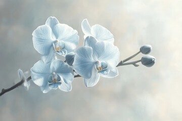 pale blue orchids on a stem