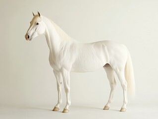 a white horse standing against a plain background