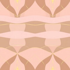 Abstract Geometric Pattern in Soft Pink and Brown with Gold Accents 