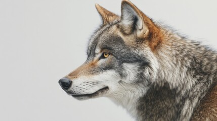 Fototapeta premium a wolf side profile on a white background