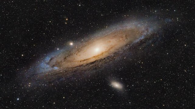 Cosmic Travel. An Interstellar Journey through the Depths of Space. Animation of a real astronomical photograph of Andromeda galaxy M31 captured by me. High quality 4k footage - Powered by Adobe