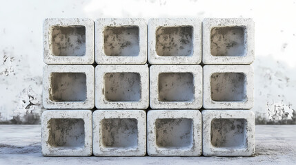 Concrete masonry unit, 3d rendering. Cinder. Illustration