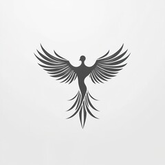 Obraz premium Stylized bird silhouette with spread wings and tail feathers.