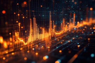 Fototapeta premium Abstract background featuring smooth textures and sharp graphs in dark and orange tones for modern professional use