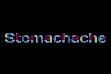 the word somachache on colorful cardboard
