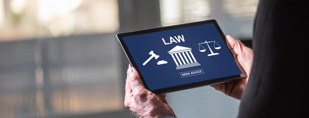 Law concept on a tablet