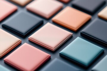 Fototapeta premium Fresh branding showcase featuring mint, dark pink, and midnight blue calling cards on a textured surface
