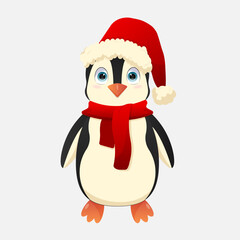 Penguin in santa claus hat