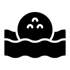 golf ball on water glyph icon