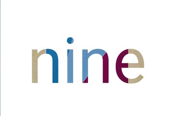 the word nine on colorful cardboard