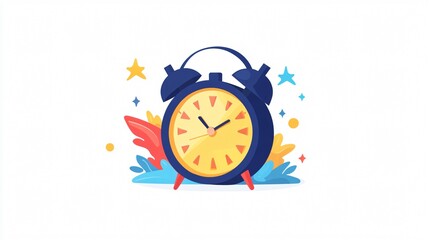 Alarm Clock Flat Icon Vector: Modern Design for Time Management Concepts