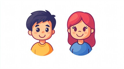 Cute Baby Boy and Girl Icon Vector Ideal for 2D Flat Design Usage