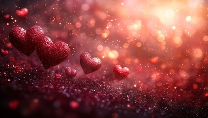 Valentine Day Group of Hearts in the Air

