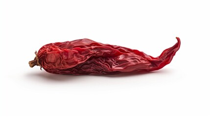 A single dried goji berry with a deep red color, isolated on a white background.