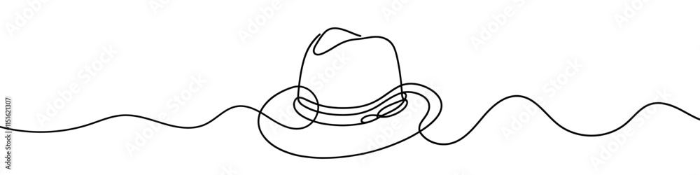 Wall mural continuous line is creating a stylish hat in this minimalist vector illustration