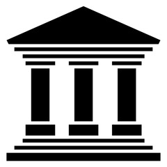 Fototapeta premium Bank Icon, Black And White Glyph Icon Symbol