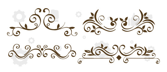 Decorative flourish border corner and frame collection for invitation, design elements set menu and page decoration