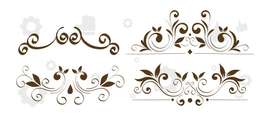 Decorative flourish border corner and frame collection for invitation, design elements set menu and page decoration