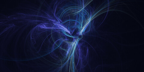 the black background with an abstract pattern resembles a spiral galaxy with twisting lights