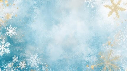 Hand-Drawn Snowflakes with Golden Stars on Pastel Background